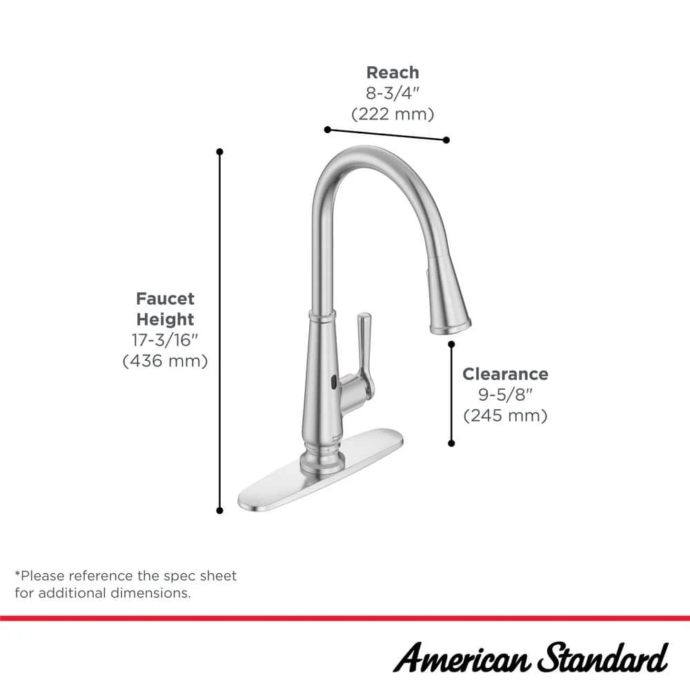 American Standard Palestra Touchless Single Handle Pull Down Sprayer Kitchen Faucet With Dual Spray In Brushed Cool Sunrise 4 American Standard Palestra Touchless Single Handle Pull Down Sprayer Kitchen Faucet With Dual Spray In Brushed Cool Sunrise - Image 4