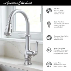 American Standard Delancey With Single Handle Pull-Down Sprayer Kitchen Faucet In Brushed Cool Sunrise -The Home Depot brushed cool sunrise pull down kitchen faucets 4279300 gn0 40 1000