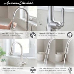 American Standard Delancey With Single Handle Pull-Down Sprayer Kitchen Faucet In Brushed Cool Sunrise -The Home Depot brushed cool sunrise pull down kitchen faucets 4279300 gn0 77 1000