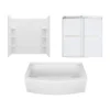 American Standard Ovation Curve 60 In. Left Drain Rectangular Alcove Bathtub With Sliding Frameless Tub Door And Wall In Brushed Nickel
