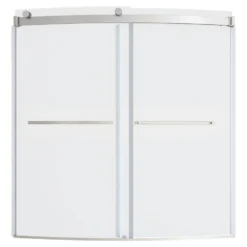 American Standard Ovation Curve 60 In. Left Drain Rectangular Alcove Bathtub With Sliding Frameless Tub Door And Wall In Brushed Nickel -The Home Depot brushed nickel american standard alcove bathtubs v2576lwldr 295 77 1000