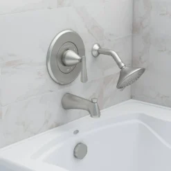 American Standard Chatfield Single-Handle 3-Spray Tub And Shower Faucet And 8 In. Bathroom Faucet Set In Brushed Nickel (Valve Included) -The Home Depot brushed nickel american standard bathtub shower faucet combos chatts8wsbn bnd 4f 1000