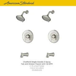 American Standard Chatfield Single-Handle 3-Spray Tub And Shower Faucet With 1.8 GPM In Brushed Nickel (Valve Included) -The Home Depot brushed nickel american standard bathtub shower faucet combos chattubshwbn bd 40 1000