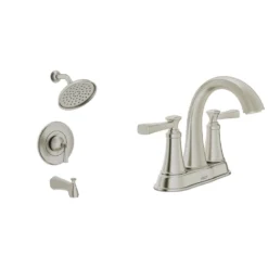 American Standard Rumson 4 In. Centerset Bathroom Faucet And Single-Handle 1-Spray Tub And Shower Faucet Set In Brushed Nickel