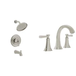 American Standard Rumson 8 In. Widespread Bathroom Faucet And Single-Handle 3-Spray Tub And Shower Faucet Set In Brushed Nickel