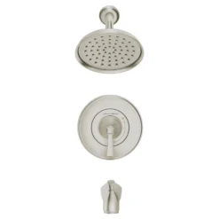 American Standard Rumson Single-Hole Bathroom Faucet And Single-Handle 3-Spray Tub And Shower Faucet In Brushed Nickel (Valve Included) -The Home Depot brushed nickel american standard bathtub shower faucet combos rumsontsmonobn fa 1000