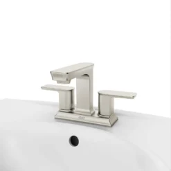 American Standard Forsey 4 In. Centerset 2-Handle Bathroom Faucet With Easy Install Push Drain In Brushed Nickel -The Home Depot brushed nickel american standard centerset bathroom faucets 7023201 295 1d 1000