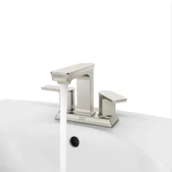 American Standard Forsey 4 In. Centerset 2-Handle Bathroom Faucet With Easy Install Push Drain In Brushed Nickel -The Home Depot brushed nickel american standard centerset bathroom faucets 7023201 295 66 1000