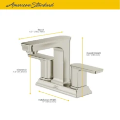 American Standard Forsey 4 In. Centerset 2-Handle Bathroom Faucet With Easy Install Push Drain In Brushed Nickel -The Home Depot brushed nickel american standard centerset bathroom faucets 7023201 295 a0 1000