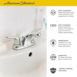 American Standard Colony Pro 4 In. Centerset 2-Handle Low-Arc Bathroom Faucet With Metal Drain In Brushed Nickel -The Home Depot brushed nickel american standard centerset bathroom faucets 7075200 295 40 1000