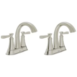American Standard Rumson 4 In. Centerset Double Handle Bathroom Faucet In Brushed Nickel (2-pack)