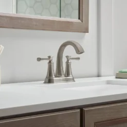 American Standard Rumson 4 In. Centerset Double Handle Bathroom Faucet In Brushed Nickel (2-pack) -The Home Depot brushed nickel american standard centerset bathroom faucets 7417202 295 77 1000