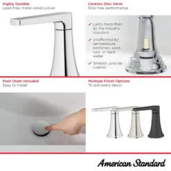 American Standard Becklow 4 In. Centerset Double Handle Bathroom Faucet With Drain Kit Included In Brushed Nickel -The Home Depot brushed nickel american standard centerset bathroom faucets 7429201 295 a0 1000