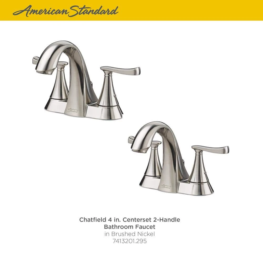 American Standard Chatfield 4 In. Centerset 2-Handle Bathroom Faucet In Brushed Nickel (Set Of 2) 3 American Standard Chatfield 4 In. Centerset 2-Handle Bathroom Faucet In Brushed Nickel (Set Of 2) - Image 3