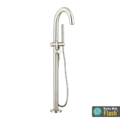 American Standard Contemporary Round Single-Handle Freestanding Tub Filler For Flash Rough-in Valve With Hand Shower In Brushed Nickel -The Home Depot brushed nickel american standard roman tub faucets t064951 295 40 1000
