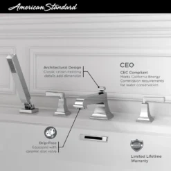 American Standard Town Square S 2-Handle Deck-Mount Roman Tub Faucet With Hand Shower In Brushed Nickel -The Home Depot brushed nickel american standard roman tub faucets t455901 295 40 1000