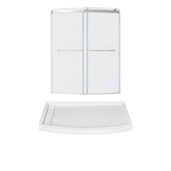 American Standard Ovation Curve 60 In. L X 30 In. W X 72 In. H Alcove Shower Kit With Sliding Frameless Shower Door, Left Hand Shower Pan