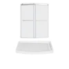 American Standard Ovation Curve 60 In. L X 30 In. W X 72 In. H Alcove Shower Kit With Sliding Frameless Shower Door, Right Hand Shower Pan