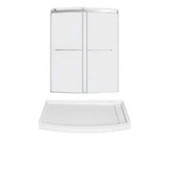 American Standard Ovation Curve 60 In. L X 30 In. W X 72 In. H Alcove Shower Kit With Sliding Frameless Shower Door, Right Hand Shower Pan