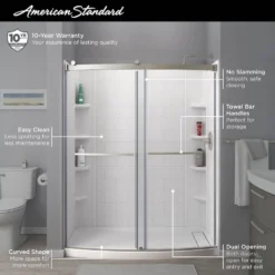 American Standard Ovation Curve 60 In. L X 30 In. W X 72 In. H Alcove Shower Kit With Sliding Frameless Shower Door, Right Hand Shower Pan -The Home Depot brushed nickel american standard shower stalls kits vb8014rdr 295 c3 1000