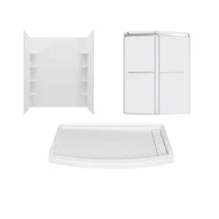 American Standard Ovation Curve 60 In. L X 30 In. W X 72 In. H Right Hand Drain Alcove Shower Stall Kit In Brushed Nickel