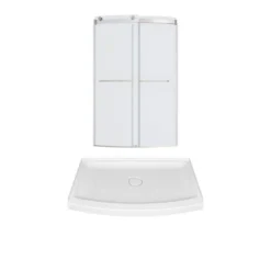 American Standard Ovation Curve 48 In. L 30 In. W 72 In. H Alcove Shower Kit With Sliding Frameless Shower Door And Shower Pan