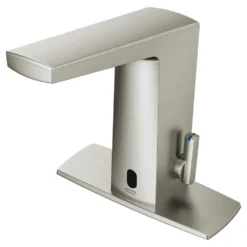 American Standard Paradigm Base Model AC Powered Single Hole Touchless Bathroom Faucet With SmarTherm 1.5 GPM In Brushed Nickel -The Home Depot brushed nickel american standard single hole bathroom faucets 702b315 295 77 1000