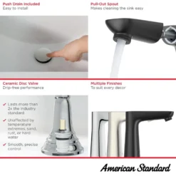 American Standard Aspirations Single Handle Pull Out Deck Mount Bathroom Faucet With Drain In Brushed Nickel 10 American Standard Aspirations Single Handle Pull Out Deck Mount Bathroom Faucet With Drain In Brushed Nickel -The Home Depot brushed nickel american standard single hole bathroom faucets 7061121 295 a0 1000