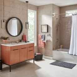 American Standard Spectra Versa 4-Spray Round 24 In. Wall Bar Shower Kit With Hand Shower 1.8 GPM In Brushed Nickel -The Home Depot brushed nickel american standard wall bar shower kits 9038804 295 1d 1000