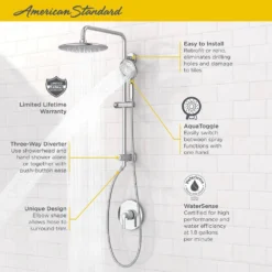 American Standard Spectra Versa 4-Spray Round 24 In. Wall Bar Shower Kit With Hand Shower 1.8 GPM In Brushed Nickel -The Home Depot brushed nickel american standard wall bar shower kits 9038804 295 a0 1000