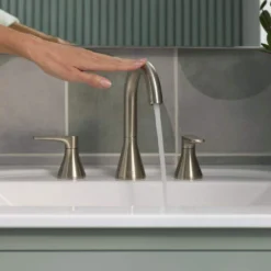 American Standard Aspirations 8 In. Widespread 2-Handle Bathroom Faucet With Drain Brushed Nickel -The Home Depot brushed nickel american standard widespread bathroom faucets 7061801 295 4f 1000