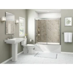 American Standard Ovation 32 In. X 60 In. X 59 In. 5-Piece Glue-Up Alcove Bath Wall Set In Celestial Marble -The Home Depot celestial marble american standard tub surrounds 2968bwt60 369 40 1000