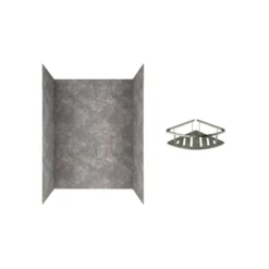 American Standard Passage 60 In. X 72 In. 2-Piece Glue-Up Alcove Shower Wall With Corner Shelf In Gray Concrete