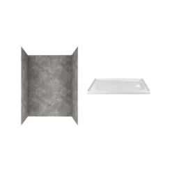 American Standard Passage 60 In. X 72 In. 2-Piece Glue-Up Alcove Shower Wall And Base Kit With Right Hand Drain In Gray Concrete