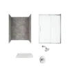 American Standard Passage 60 In. X 72 In. Left Drain 4-Piece Glue-Up Alcove Shower Wall Door Chatfield Shower Kit In Gray Concrete