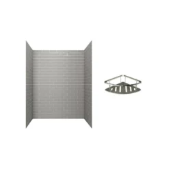 American Standard Passage 60 In. X 72 In. 2-Piece Glue-Up Alcove Shower Wall With Corner Shelf In Gray Subway Tile -The Home Depot gray subway tile american standard alcove shower walls surrounds p2693 376 44 1000