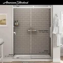 American Standard Passage 32 In. X 60 In. X 72 In. 4-Piece Glue-Up Alcove Shower Wall In Gray Subway Tile -The Home Depot gray subway tile american standard alcove shower walls surrounds p2969swt 376 1f 1000