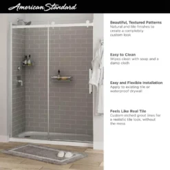 American Standard Passage 32 In. X 60 In. X 72 In. 4-Piece Glue-Up Alcove Shower Wall In Gray Subway Tile -The Home Depot gray subway tile american standard alcove shower walls surrounds p2969swt 376 c3 1000
