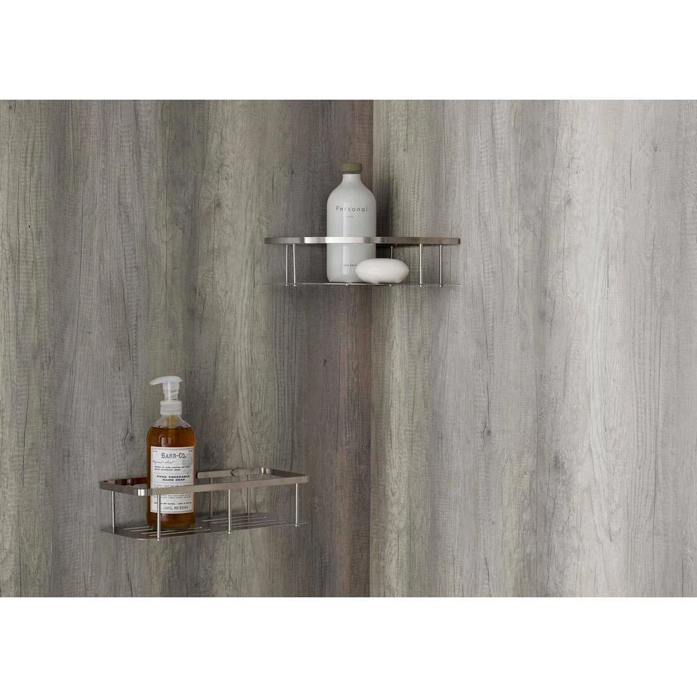 American Standard Passage 60 In. X 72 In. Left Drain 4-Piece Glue-Up Alcove Shower Wall, Shelf, Door And Base Kit In Gray Timber 9 American Standard Passage 60 In. X 72 In. Left Drain 4-Piece Glue-Up Alcove Shower Wall, Shelf, Door And Base Kit In Gray Timber - Image 9