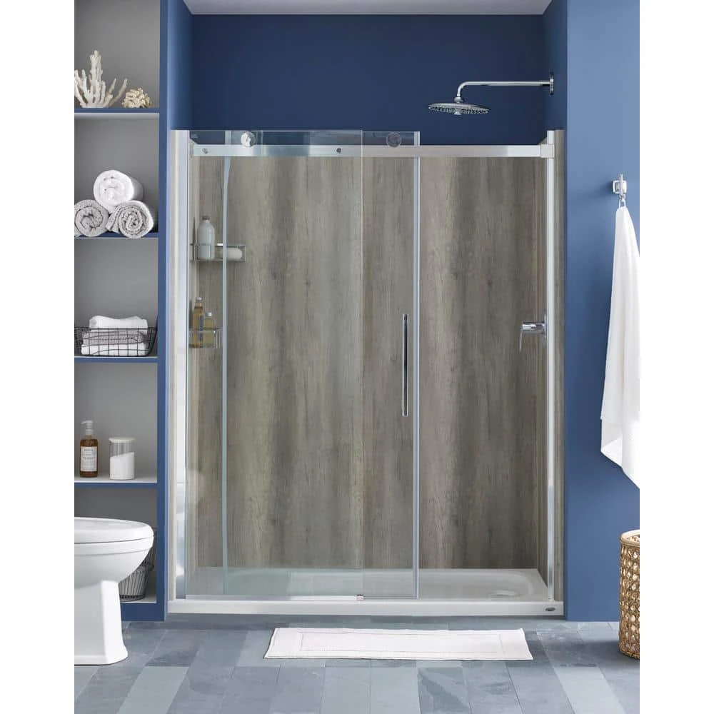 American Standard Passage 60 In. X 72 In. Left Drain 4-Piece Glue-Up Alcove Shower Wall, Shelf, Door And Base Kit In Gray Timber 10 American Standard Passage 60 In. X 72 In. Left Drain 4-Piece Glue-Up Alcove Shower Wall, Shelf, Door And Base Kit In Gray Timber - Image 10