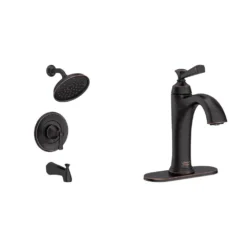 American Standard Rumson Single-Hole Bathroom Faucet And Single-Handle 3-Spray Tub And Shower Faucet In Legacy Bronze (Valve Included)