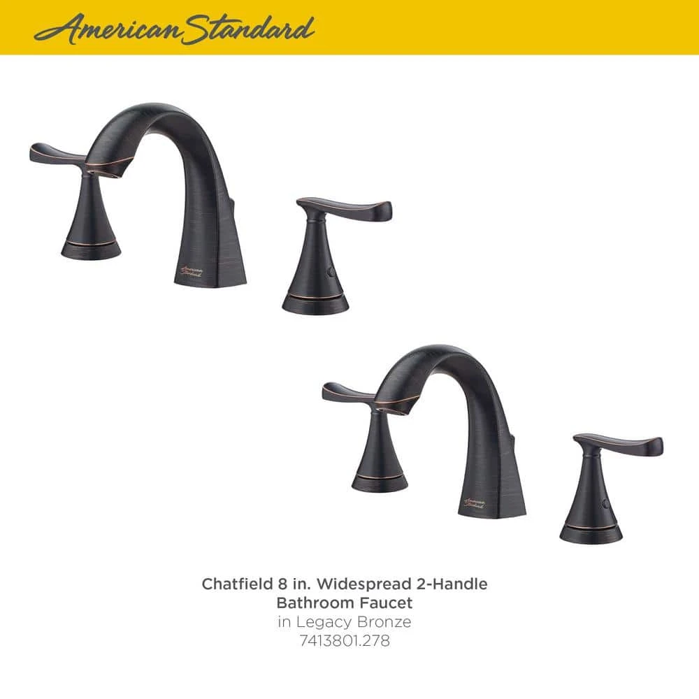 American Standard Chatfield 8 In. Widespread 2-Handle Bathroom Faucet (Set Of 2) In Legacy Bronze 3 American Standard Chatfield 8 In. Widespread 2-Handle Bathroom Faucet (Set Of 2) In Legacy Bronze - Image 3