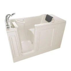 American Standard Acrylic Luxury Series 48 In. X 28 In. Left Hand Drain Walk-in Soaking Bathtub In Beige