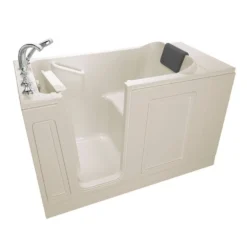 American Standard Acrylic Luxury Series 60 In. X 30 In. Left Hand Drain Walk-in Soaking Bathtub In Beige
