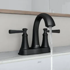 American Standard Rumson 4 In. Centerset Bathroom Faucet And Single-Handle 1-Spray Tub And Shower Faucet In Matte Black (Valve Included) -The Home Depot matte black american standard bathtub shower faucet combos rumsontscntrmb 4f 1000