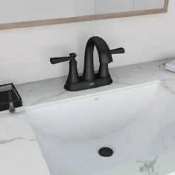 American Standard Rumson 4 In. Centerset Bathroom Faucet And Single-Handle 1-Spray Tub And Shower Faucet In Matte Black (Valve Included) -The Home Depot matte black american standard bathtub shower faucet combos rumsontscntrmb c3 1000