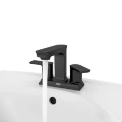 American Standard Forsey 4 In. Centerset 2-Handle Bathroom Faucet With Easy Install Push Drain In Matte Black -The Home Depot matte black american standard centerset bathroom faucets 7023201 243 1d 1000