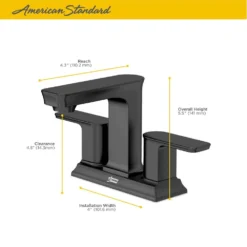 American Standard Forsey 4 In. Centerset 2-Handle Bathroom Faucet With Easy Install Push Drain In Matte Black -The Home Depot matte black american standard centerset bathroom faucets 7023201 243 a0 1000