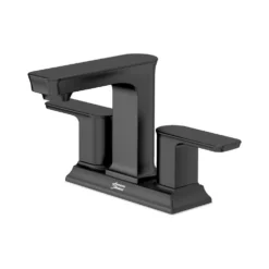 American Standard Forsey 4 In. Centerset 2-Handle Bathroom Faucet With Easy Install Push Drain In Matte Black -The Home Depot matte black american standard centerset bathroom faucets 7023201 243 c3 1000
