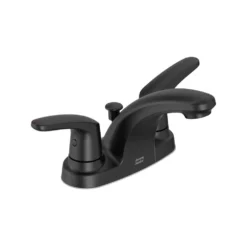 American Standard Colony Pro 4 In. Centerset 2-Handle Low-Arc Bathroom Faucet With Metal Drain In Matte Black